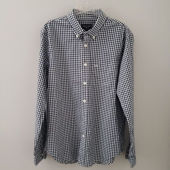 Abercrombie & Fitch Shirt Mens Large Long Sleeve Blue Gingham Check Button Down - Picture 1 of 7